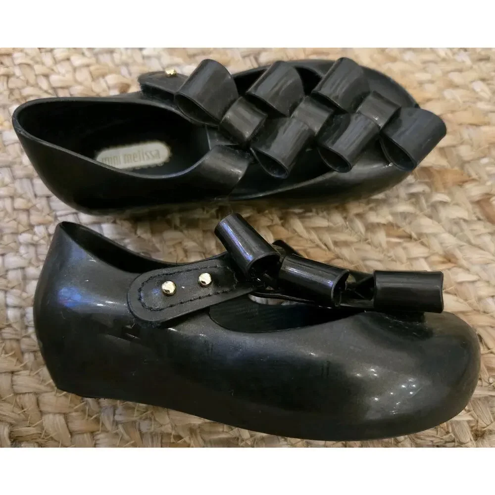 Mini Melissa Ultragirl‎ Little Girls Sz 8c Triple Bow Mary Jane Shoes Sandals